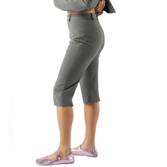 Sandy Liang Melvin Capri Length Trouser Pant in Grey NWT Wool Blend